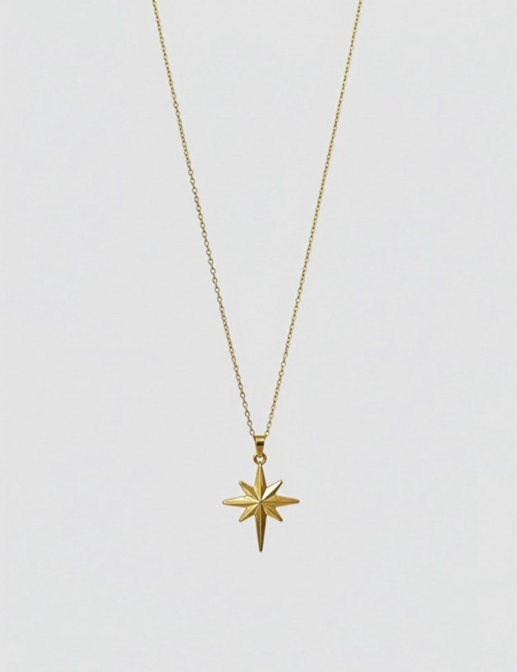 Çelik Uzun 60 cm Kutup Yıldızı Kolye - Görsel 2