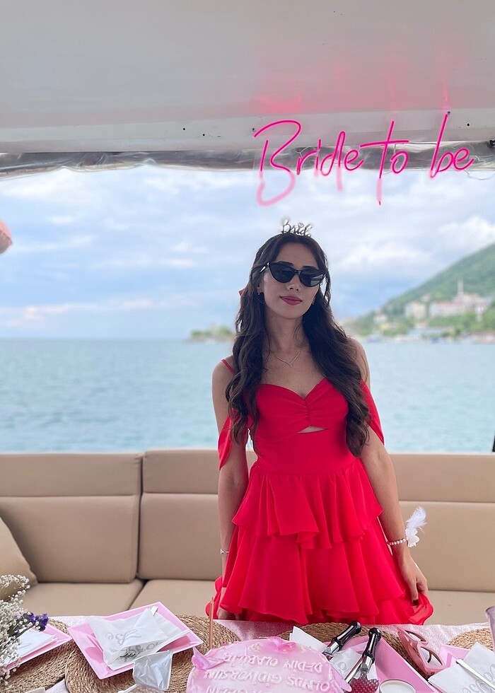 Koton kırmızı elbise - Görsel 4