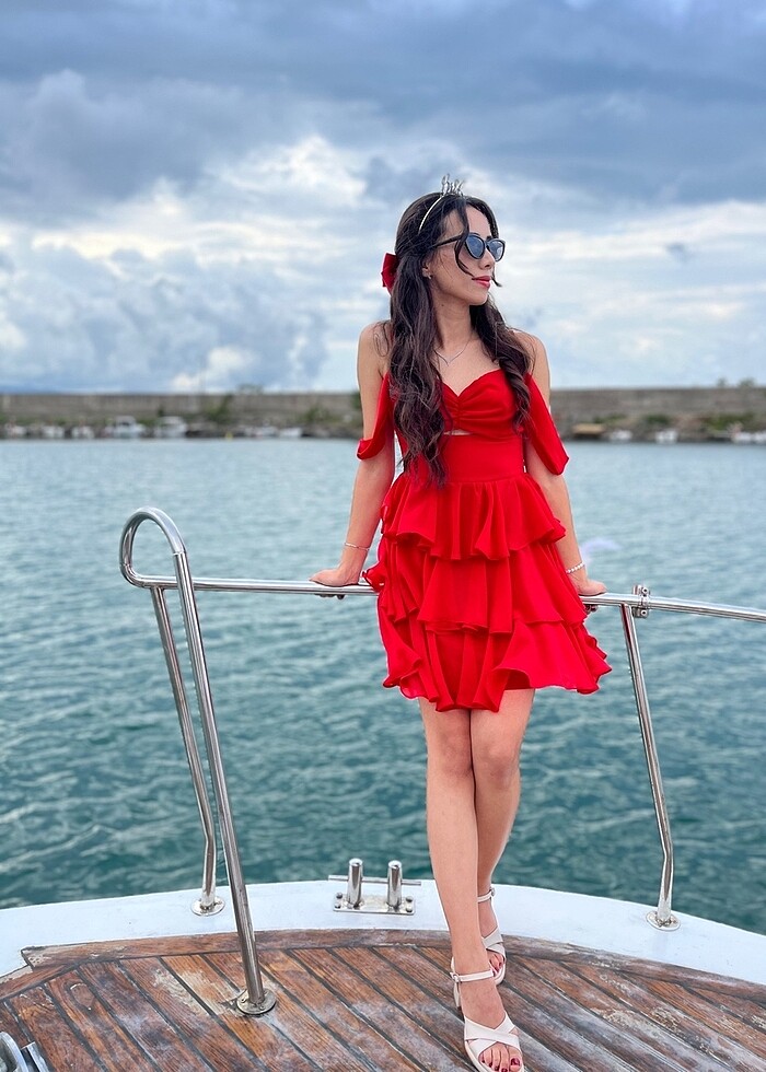 Koton kırmızı elbise - Görsel 2