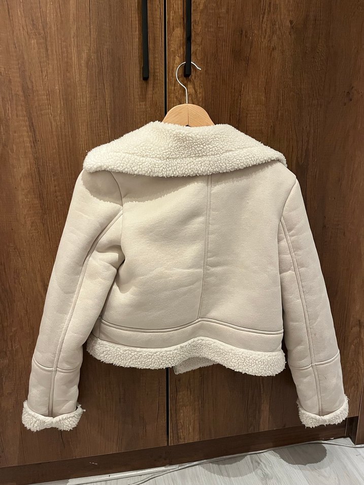 Bej Süet Kürklü Kadın Ceket - Görsel 3