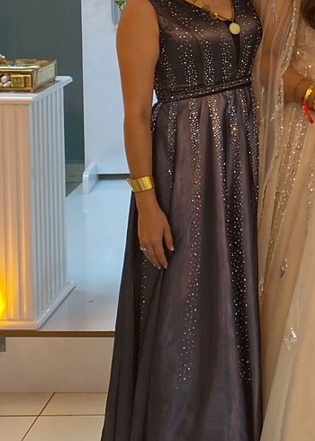 Gri Drapeli uzun abiye - Görsel 2