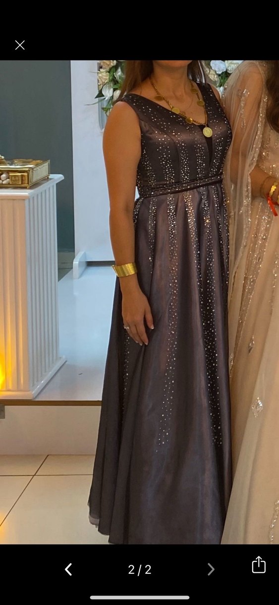 Gri Drapeli uzun abiye - Görsel 2