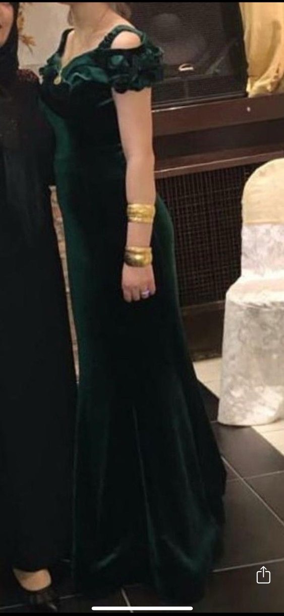 Kadın Uzun zümrüt yeşili Drapeli Abiye Elbise - Görsel 2