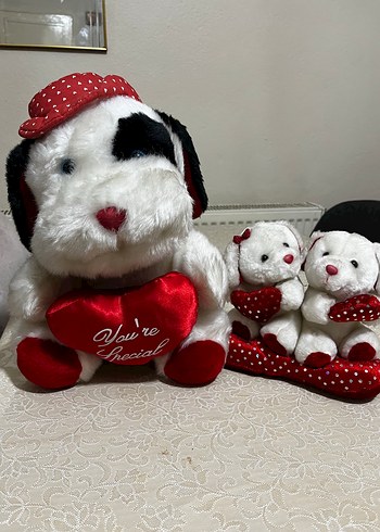 Kalpli Beyaz Peluş Oyuncak Köpek - Görsel 2