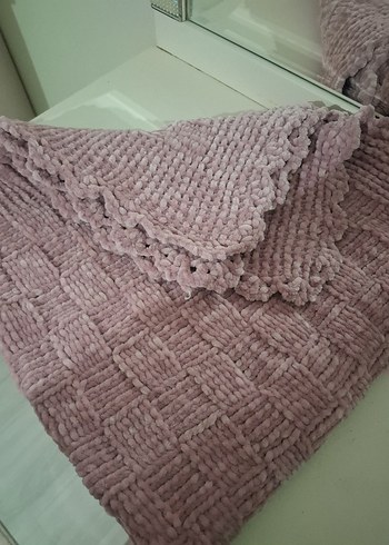 Puffy Pie Pastel Bej Örgü Çocuk Battaniyesi