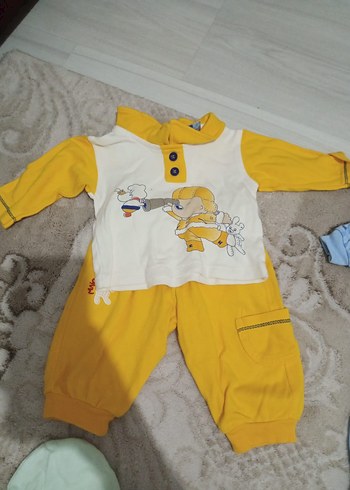6 Ay Beden Mavi Örme Erkek Bebek Tulum