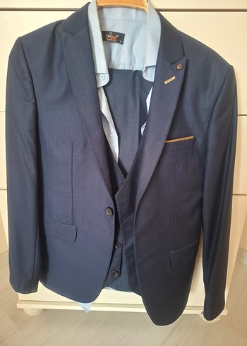 Düğmeli Mavi Erkek Takım Elbise - Görsel 2