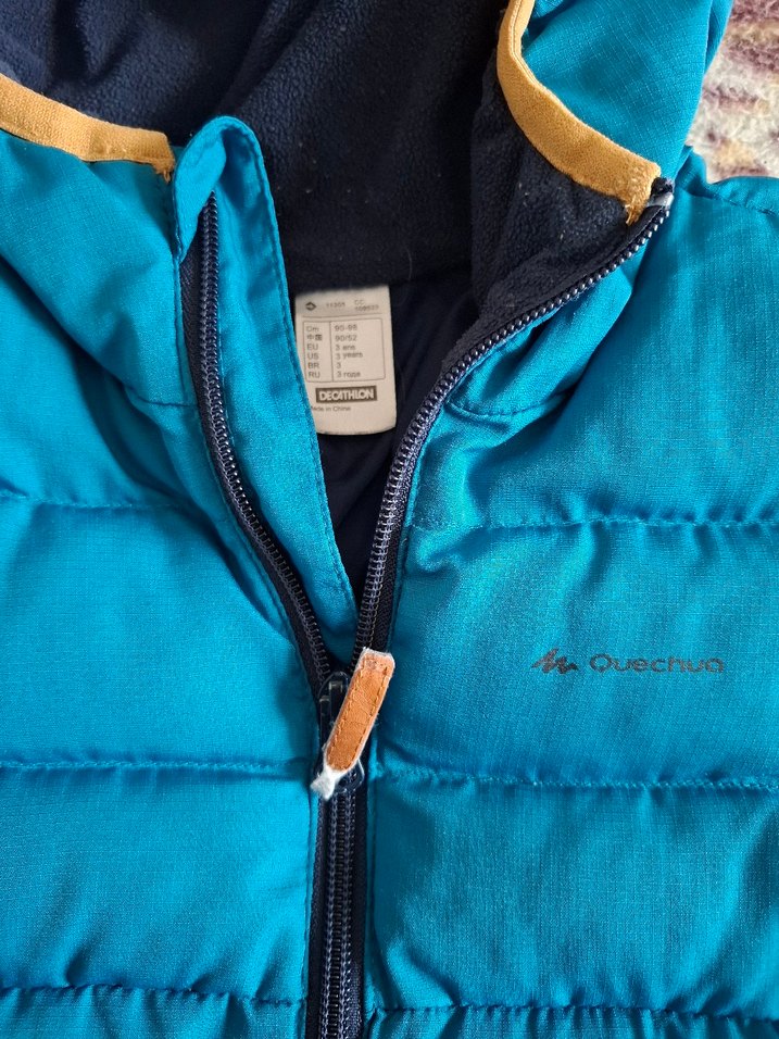 Koyu Mavi Kapüşonlu Fermuarlı Erkek Çocuk Mont - Görsel 3