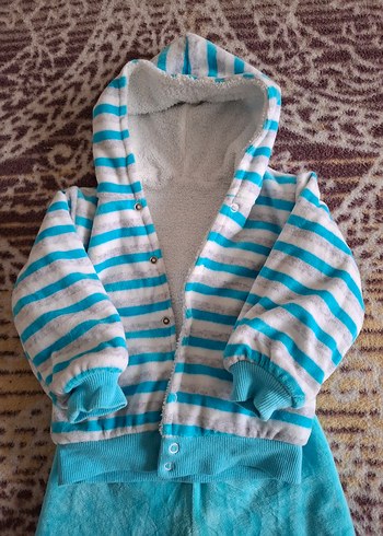 Mavi Kapüşonlu Erkek Bebek Takımı - Görsel 2