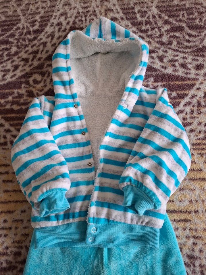 Mavi Kapüşonlu Erkek Bebek Takımı - Görsel 2