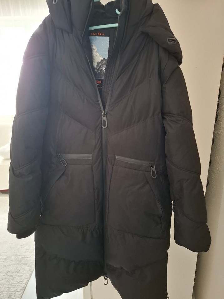 Unisex Siyah Uzun Fermuarlı Kış Montu - Görsel 2