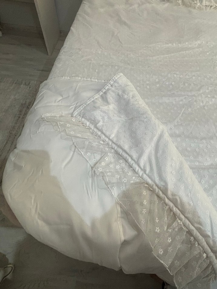 Beyaz Düz Desen Yatak Örtüsü - Görsel 3