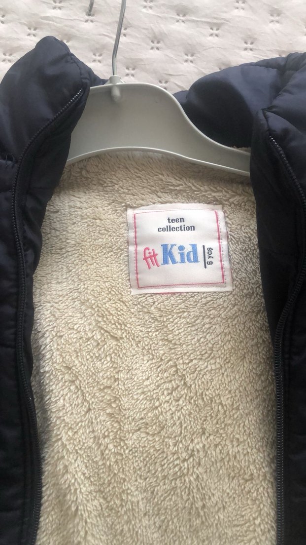 Unisex çocuk Lacivert Kürklü Kapüşonlu Mont - Görsel 2