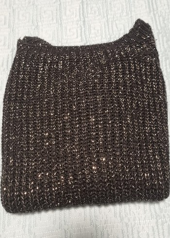 Siyah Yüksek Yakalı Örgü Kadın Kazak - Görsel 2