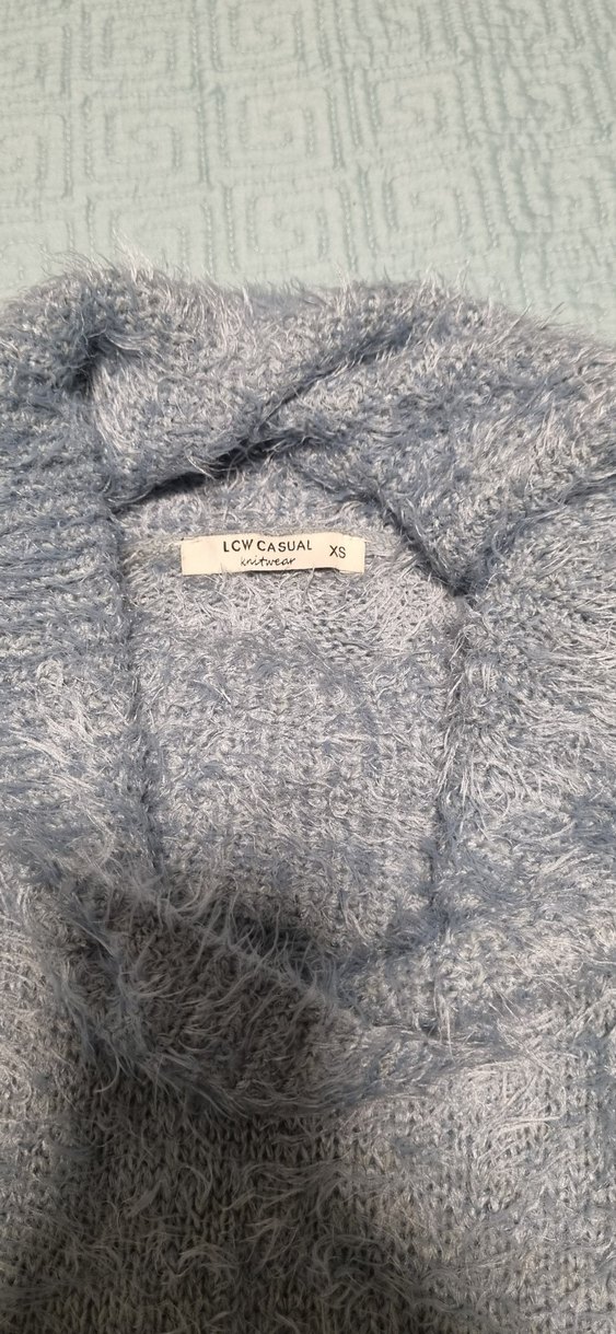 Kadın Küf Yeşili Tüylü Yüksek Yakalı Kazak - Görsel 2