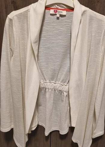 Kırık Beyaz Uzun Kollu Salaş Kadın Hırka - Görsel 2