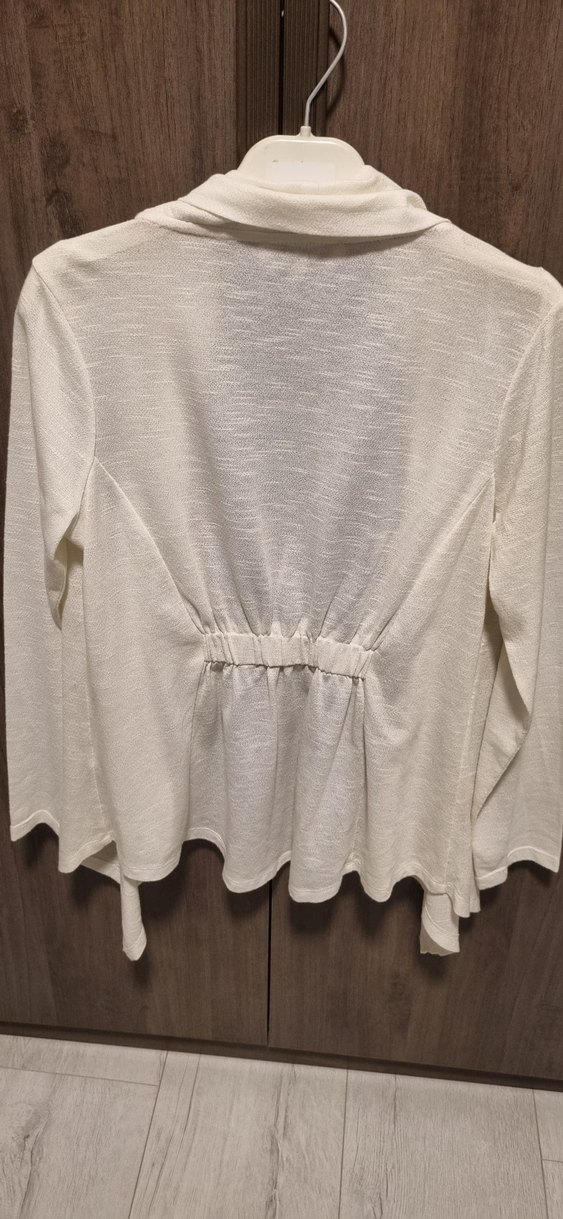 Kırık Beyaz Uzun Kollu Salaş Kadın Hırka - Görsel 3