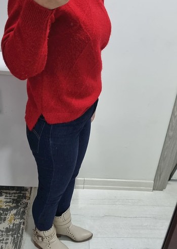 Kırmızı Triko Kazak - Görsel 3