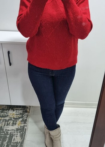 Kırmızı Triko Kazak - Görsel 4