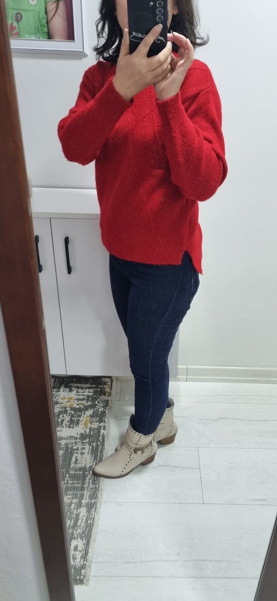 Kırmızı Triko Kazak - Görsel 5