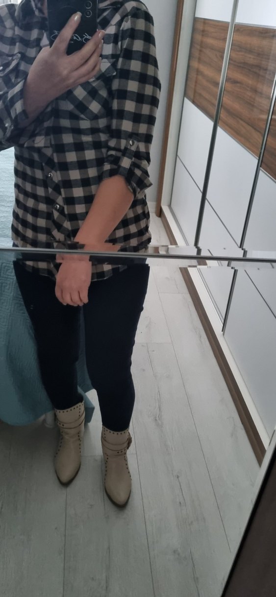 Kareli Düğmeli Kadın Gömlek - Görsel 3