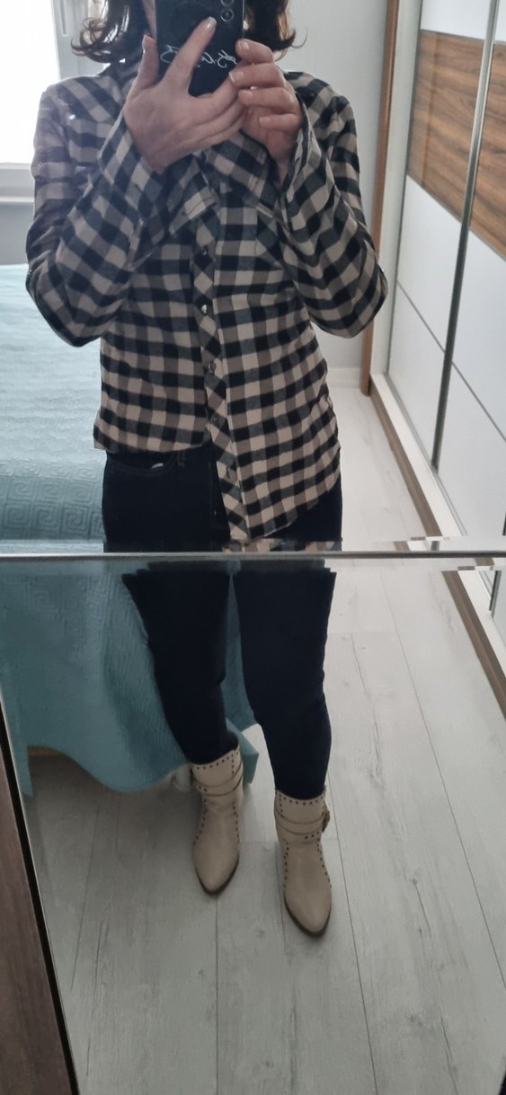 Kareli Düğmeli Kadın Gömlek - Görsel 2