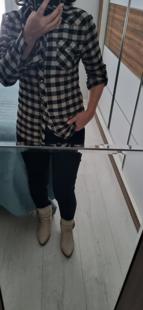 Kareli Düğmeli Kadın Gömlek - Görsel 4