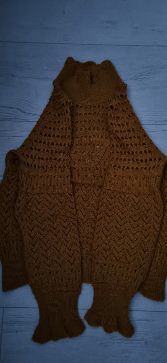 Kadın Hardal,Ajur Örgü Triko Kazak - Görsel 2