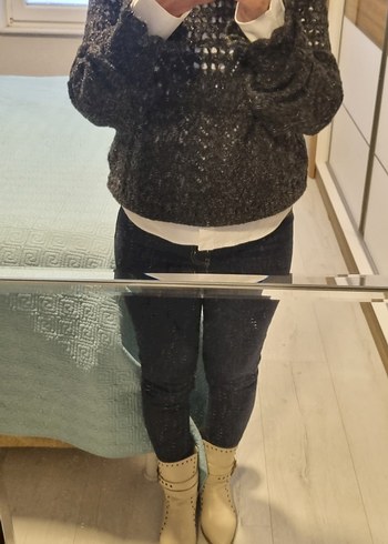 Siyah Ajurlu Kadın Triko Kazak - Görsel 3