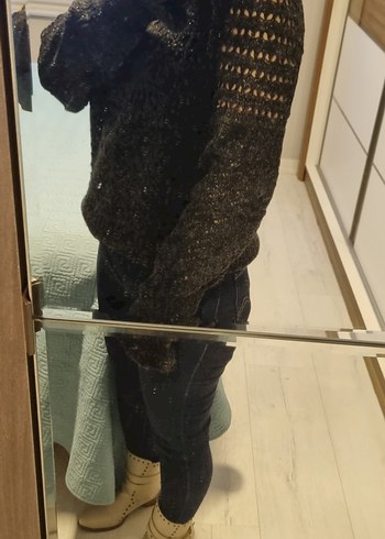 Siyah Ajurlu Kadın Triko Kazak - Görsel 4