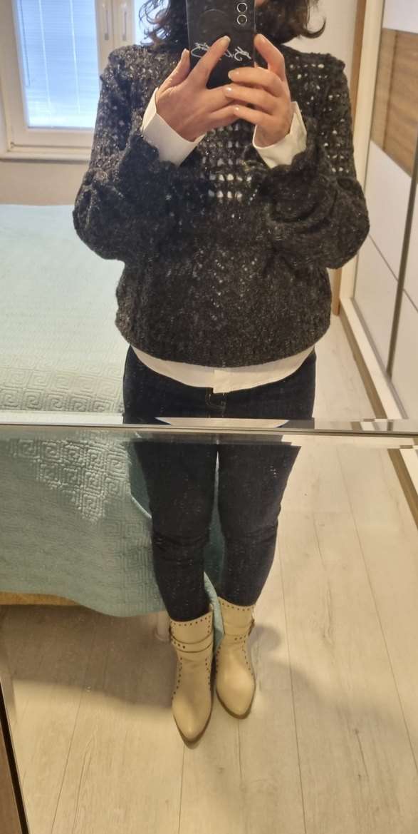 Siyah Ajurlu Kadın Triko Kazak - Görsel 3