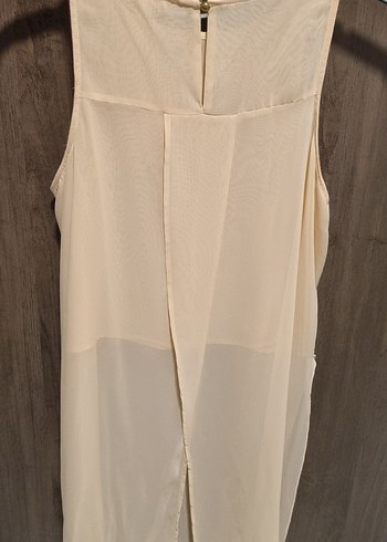 Bej Drapeli Kolsuz Midi Bluz - Görsel 3