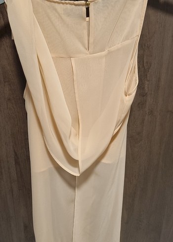 Bej Drapeli Kolsuz Midi Bluz - Görsel 4