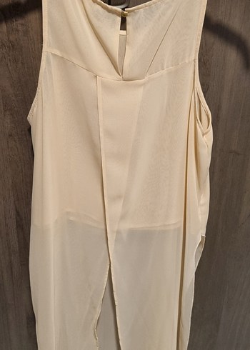 Bej Drapeli Kolsuz Midi Bluz - Görsel 2