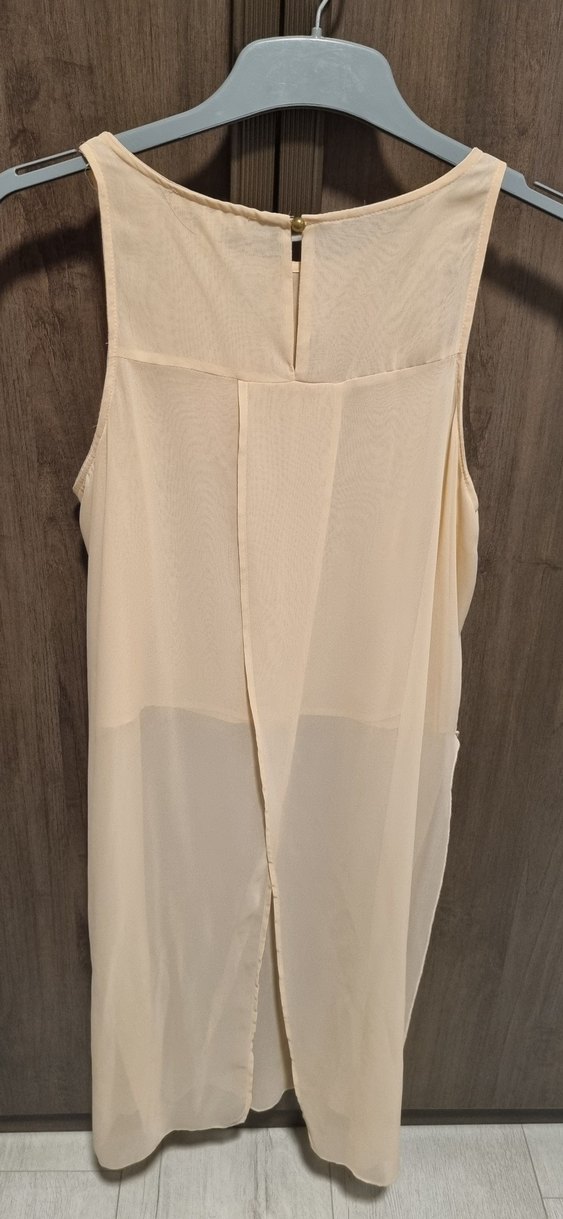 Bej Drapeli Kolsuz Midi Bluz - Görsel 3