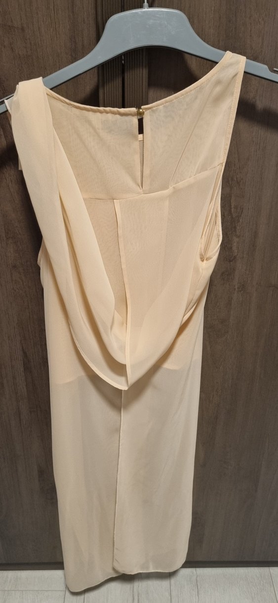 Bej Drapeli Kolsuz Midi Bluz - Görsel 4