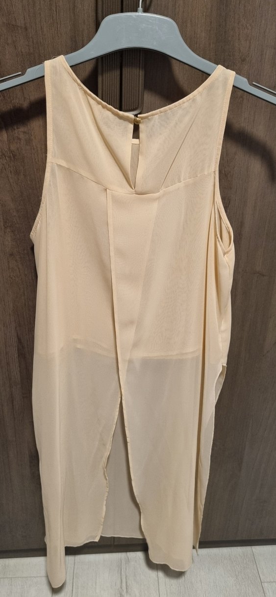 Bej Drapeli Kolsuz Midi Bluz - Görsel 2