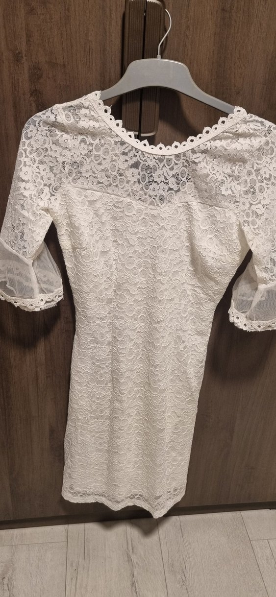 Dantel İşlemeli Beyaz Bohem Kısa Nişan Elbisesi - Görsel 3