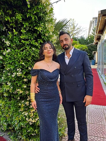 s Beden Lacivert abiye elbise