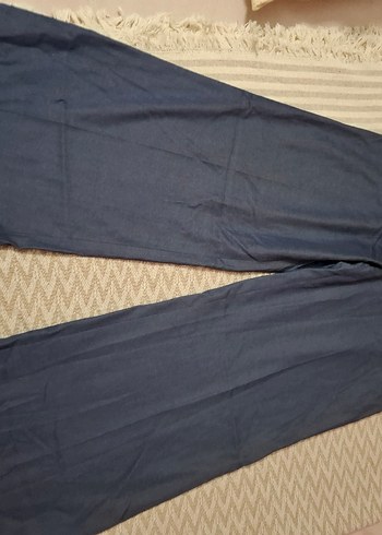 Kadın Lacivert Denim Bol Paça Pantolon