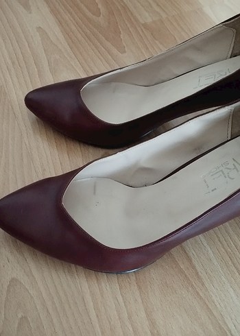 40 Beden Bordo Deri Stiletto Topuklu Kadın Ayakkabı