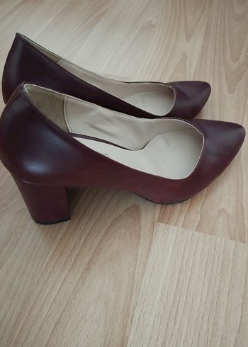 Diğer Bordo Deri Stiletto Topuklu Kadın Ayakkabı