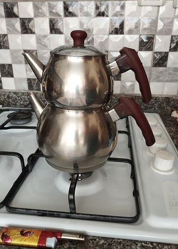 Bordo Saplı Çelik Çaydanlık