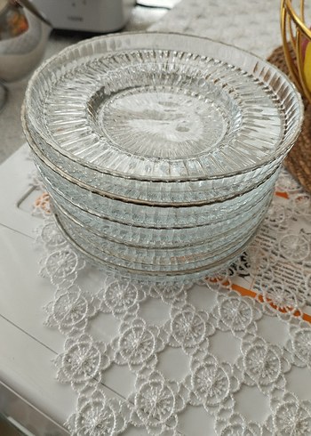 Vintage Şeffaf Cam cay  Tabağı - Görsel 3