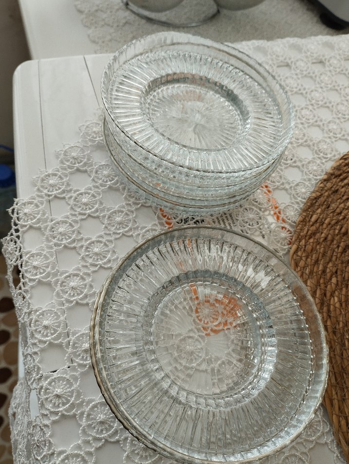 Vintage Şeffaf Cam cay  Tabağı - Görsel 2