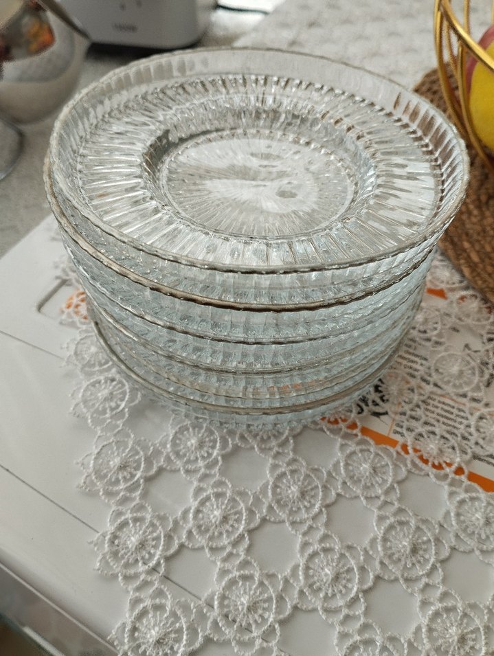 Vintage Şeffaf Cam cay  Tabağı - Görsel 3