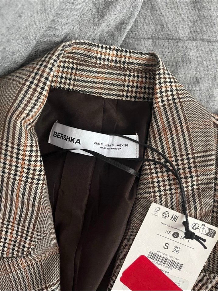 Bershka Ekose Desenli Kadın Blazer Ceket - Görsel 2