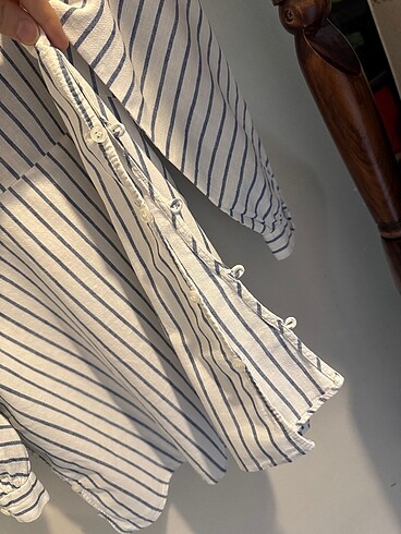 xs Beden mavi Renk Zara linen blend gömlek