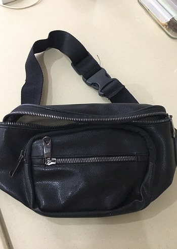Kadın Siyah Deri Biker Bel Çantası - Görsel 4