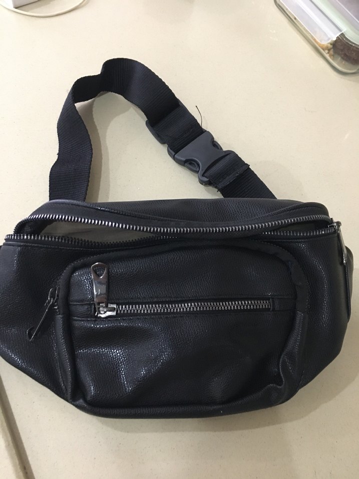 Kadın Siyah Deri Biker Bel Çantası - Görsel 4